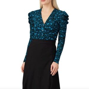 Diane Von Furstenberg Gladys Leopard Print Top - Great Condition - Size 12